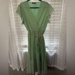 Mint, Swiss Dot Midi Dress with belt. Size Xl